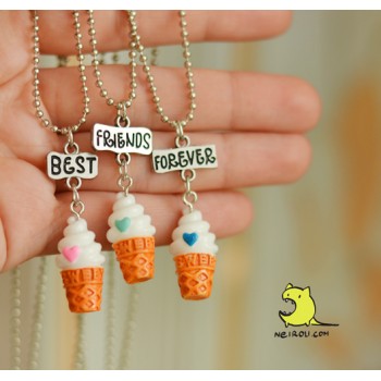Кулон для троих друзей Best Friends. Ice cream. Цена за 1 комплект